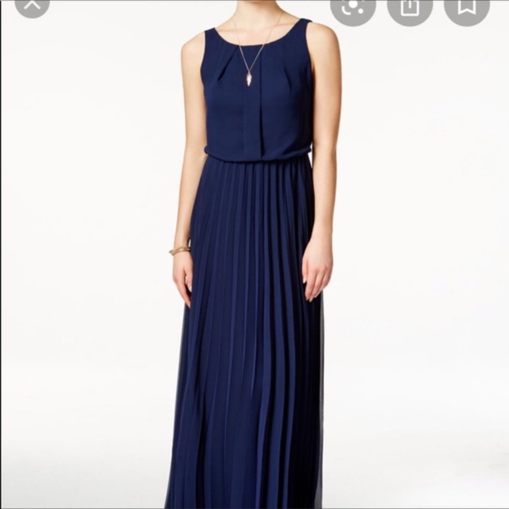 Beautiful B. Darlin Royal Blue Chiffon Dress Pleated Gown Sz 1/2